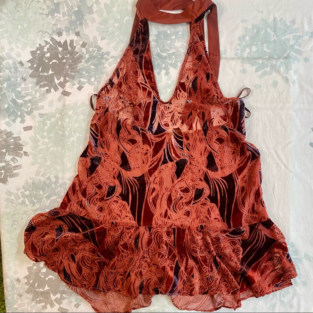 Free People Velvet Burnout Ruffle Tank